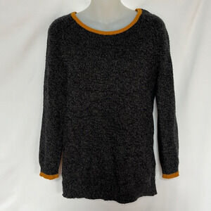 Joie Gray Heathered Mustard Yellow Trim Wool Cashmere Blend‎ Sweater Size S